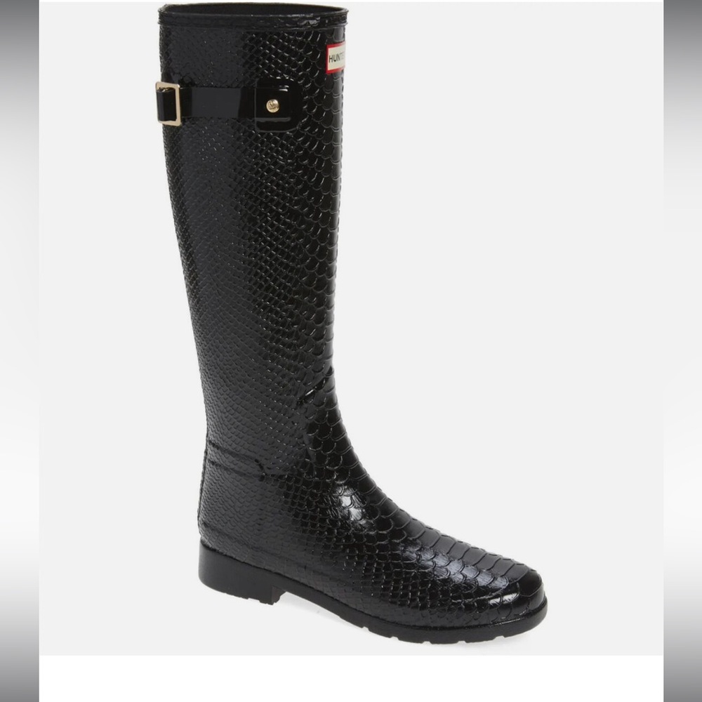 Hunter Original 'Carnaby Boa' Embossed Refined Tall Waterproof Rain Boots
